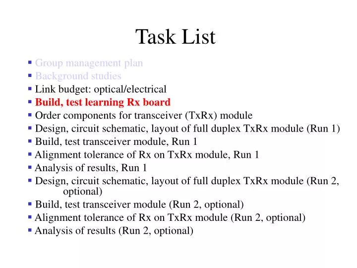 task list