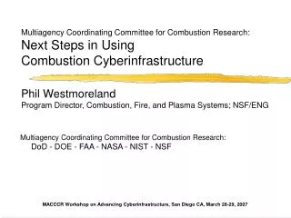 Multiagency Coordinating Committee for Combustion Research: Next Steps in Using Combustion Cyberinfrastructure