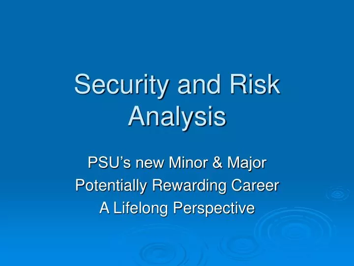 security and risk analysis