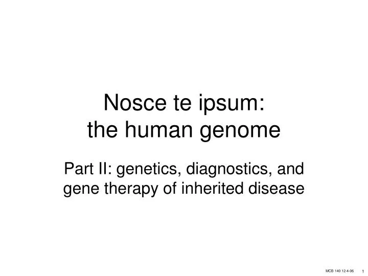 nosce te ipsum the human genome