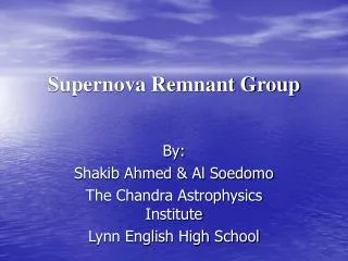 Supernova Remnant Group
