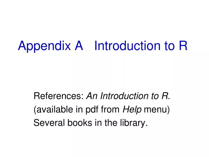 appendix a introduction to r