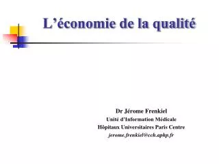 l conomie de la qualit