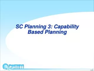SC Planning 3: Capability Based Planning