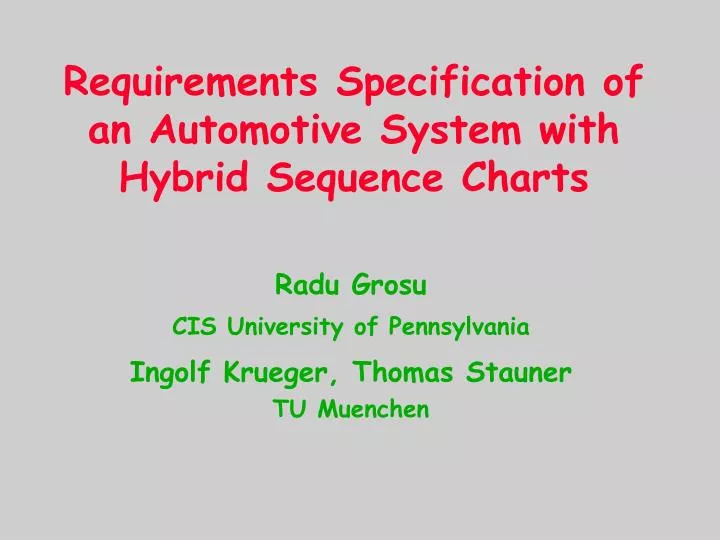 requirements specification of an automotive system with hybrid sequence charts