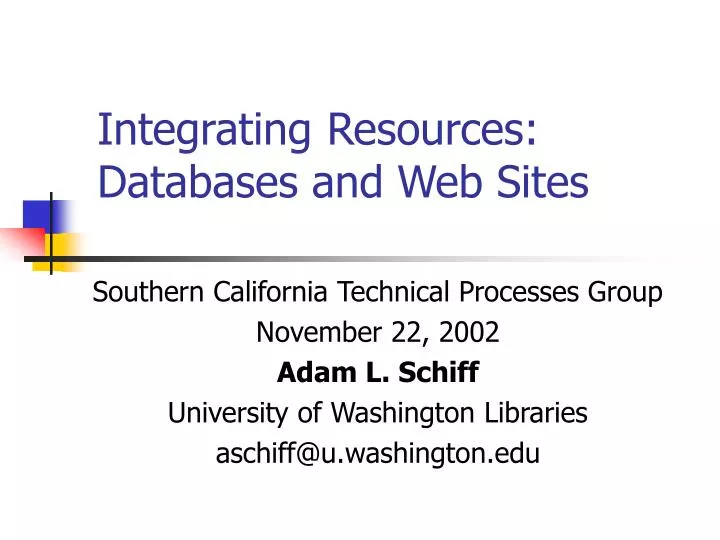 integrating resources databases and web sites
