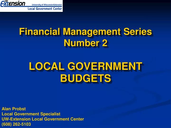 financial management series number 2 local government budgets