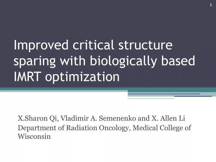 improved critical structure sparing with biologically based imrt optimization