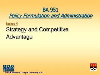 Lecture 4 Strategy and Competitive Advantage