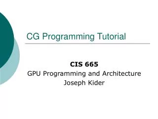 CG Programming Tutorial
