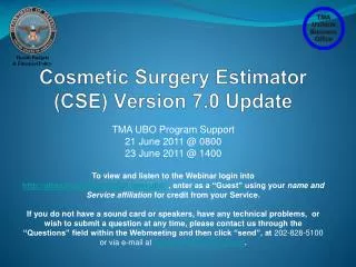Cosmetic Surgery Estimator (CSE) Version 7.0 Update