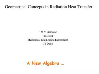 Geometrical Concepts in Radiation Heat Transfer