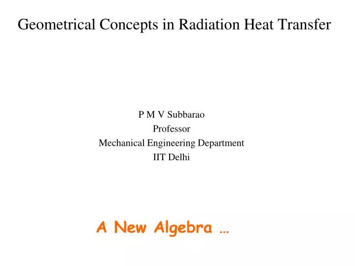 geometrical concepts in radiation heat transfer