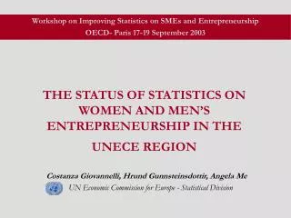 THE STATUS OF STATISTICS ON WOMEN AND MEN’S E NTREPRENEURSHIP IN THE UNECE REGION