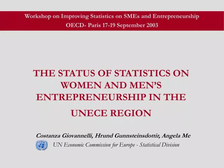 the status of statistics on women and men s e ntrepreneurship in the unece region