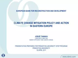 THE EBRD IN SUMMARY CARBON EMISSIONS IN EASTERN EUROPE: OVERVIEW EBRD CLIMATE ACTION