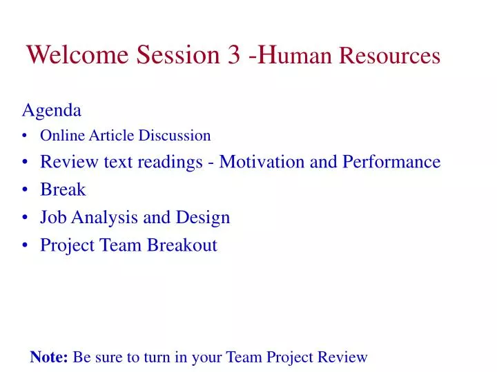 welcome session 3 h uman resources