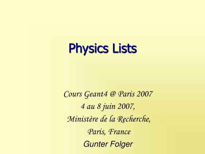 physics lists