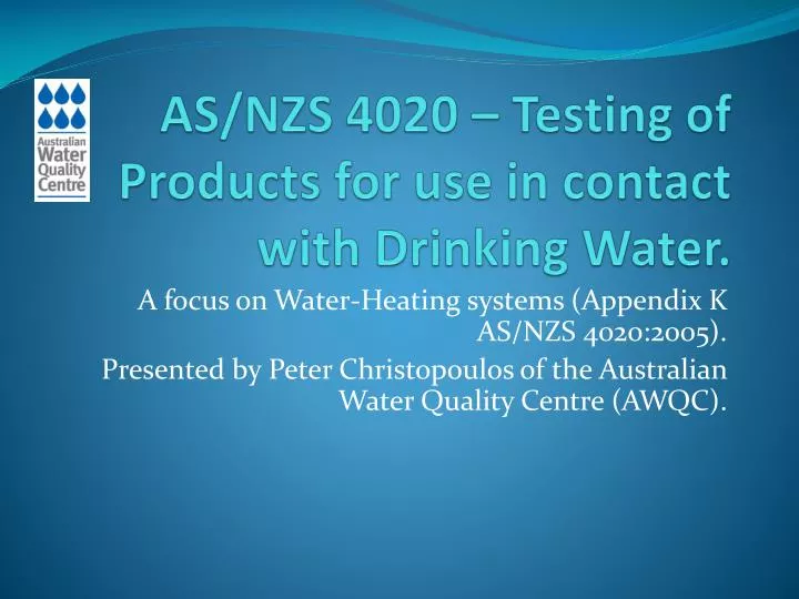 as nzs 4020 testing of products for use in contact with drinking water