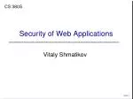 Security of Web Applications
