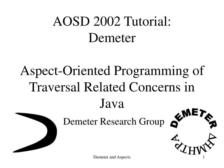 aosd 2002 tutorial demeter aspect oriented programming of traversal related concerns in java
