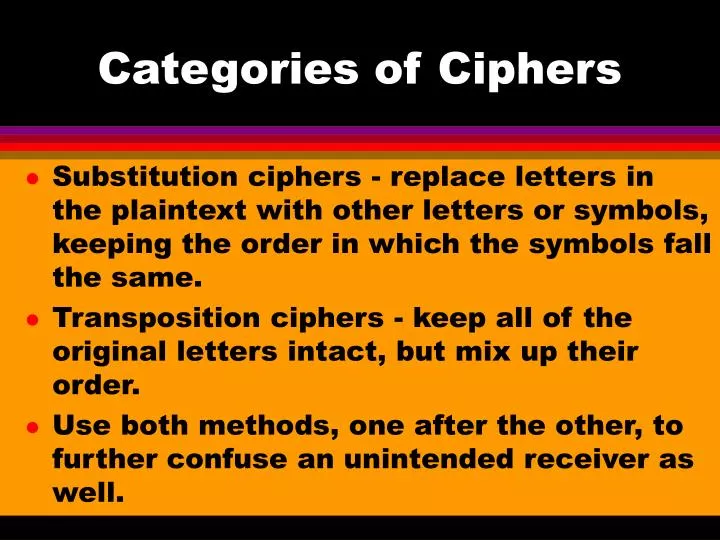 categories of ciphers