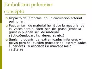 embolismo pulmonar concepto