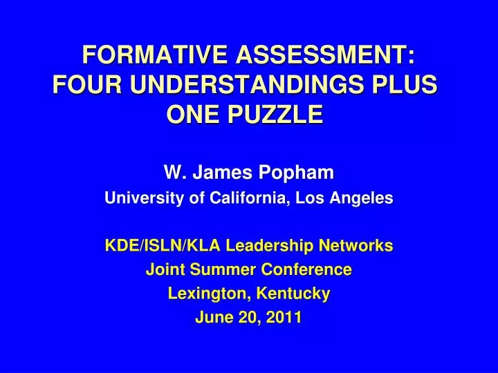 formative assessment four understandings plus one puzzle