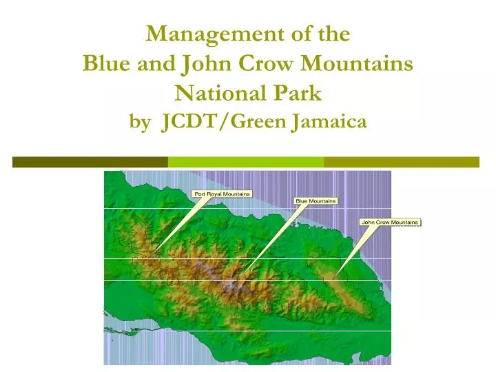 management of the blue and john crow mountains national park by jcdt green jamaica