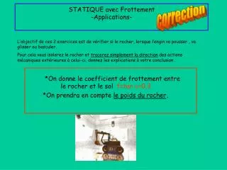 statique avec frottement applications