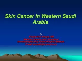 Skin Cancer in Western Saudi Arabia