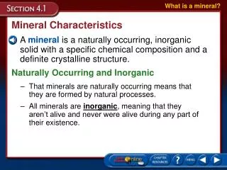 Mineral Characteristics