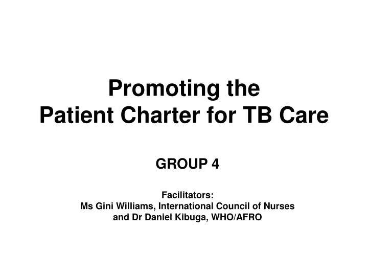 promoting the patient charter for tb care