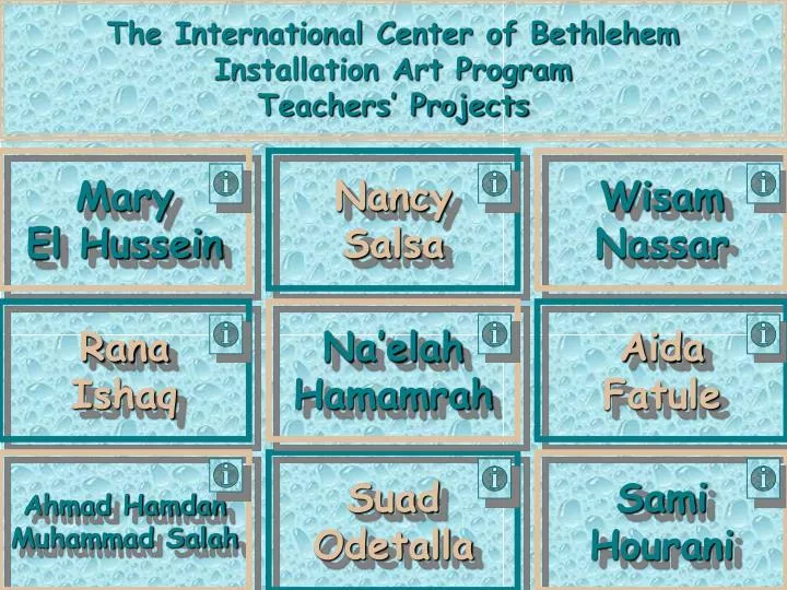the international center of bethlehem installation art program teachers projects