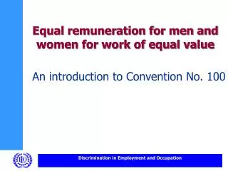 Equal remuneration for men and women for work of equal value