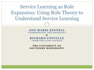 Service Learning as Role Expansion: Using Role Theory to Understand Service Learning