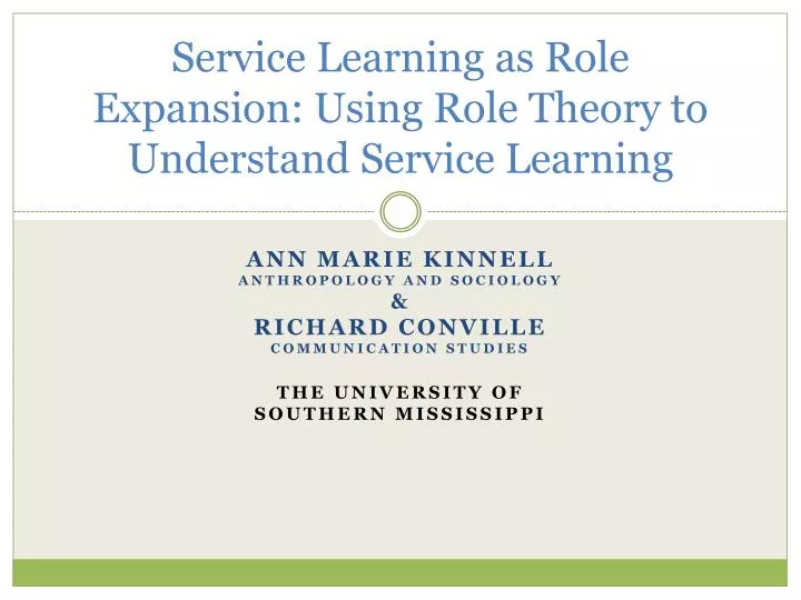 service learning as role expansion using role theory to understand service learning