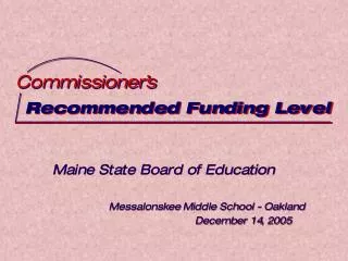 Recommended Funding Level