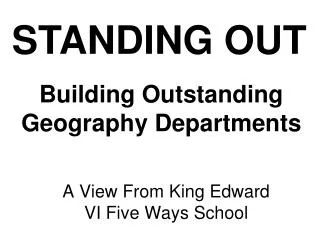 Building Outstanding Geography Departments