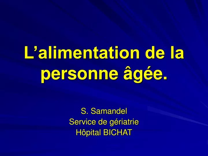 l alimentation de la personne g e