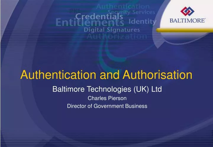 baltimore technologies uk ltd charles pierson director of government business