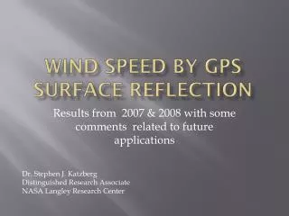 Wind speed by GPS Surface Reflection