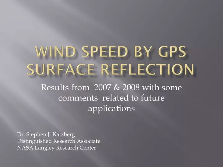 wind speed by gps surface reflection