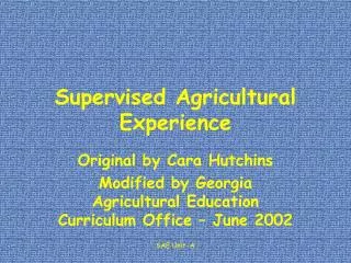 Supervised Agricultural Experience