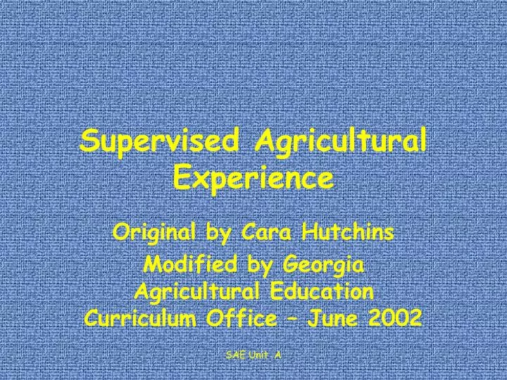 supervised agricultural experience