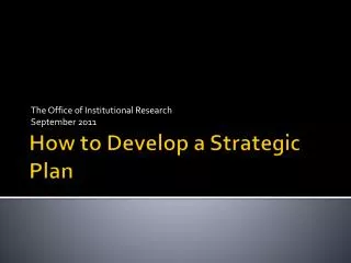 How to Develop a Strategic Plan