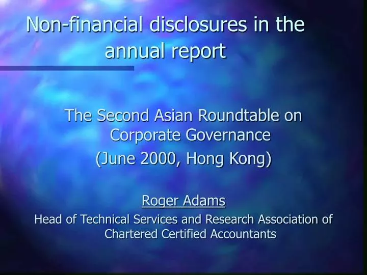 non financial disclosures in the annual report