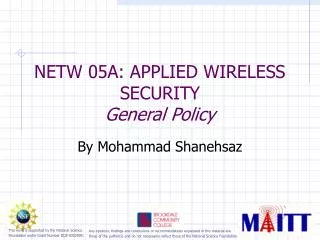 NETW 05A: APPLIED WIRELESS SECURITY General Policy