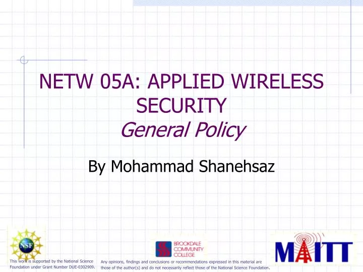 netw 05a applied wireless security general policy
