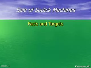 Sale of Sodick Machines